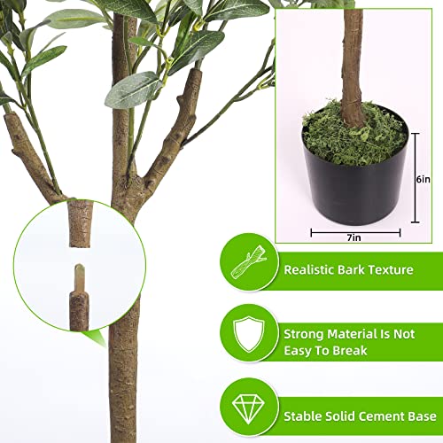 Artificial Olive Tree, 6Ft Faux Olive Tree Plant With Woven Planter And Moss, Realistic Olive Branch, Fake Silk Olive Tree In Pot For Home Office Garden Store Indoor Outdoor Decor, 1248 Leaves(6Ft) #TOP1