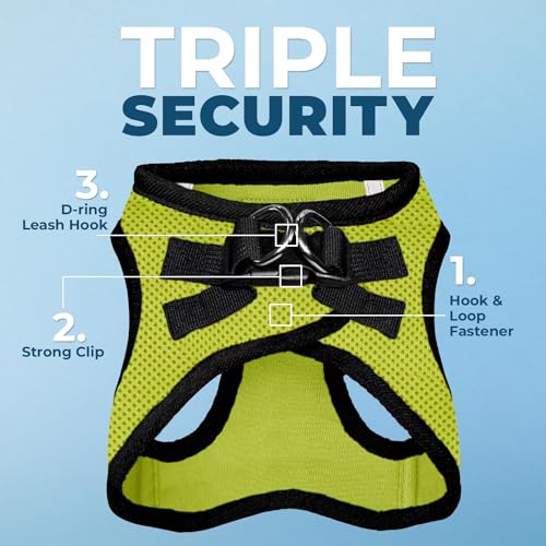 Image of Voyager Step-in Air All Weather Mesh Harness & Reflective Dog 5 ft Leash Combo, Neoprene Handle, for Small, Medium, Large Breed Puppies by Best Pet Supplies - Leash Harness (Lime /Black Trim), XXS