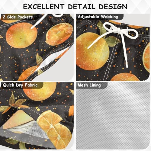 Pigsaly Boys Swim Trunks Fresh Tangerine Melon Orange Fruit Boys Board Shorts Swimsuit Swimwear Summer Bathing Suit 2T3