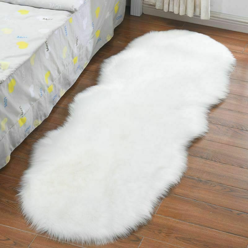 Vital Ultra-Soft Fluffy Rug Faux Sheepskin Fur Area Rug Shaggy Couch Cover Seat Cushion Furry Runner Area Rugs Soft Fluffy Carpets For Living room Size: (60x140 cm)