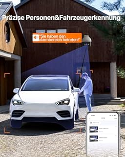 Tenda 3MP Überwachungskamera Aussen WiFi, 2K IP Kamera Outdoor mit Nachtsicht 30M in Farbe, 2-Wege Audio, IP65, AI Personen&Bewegungserkennung, Automatisches Tracking, Kompatibel mit Alexa, CH3 V2.0