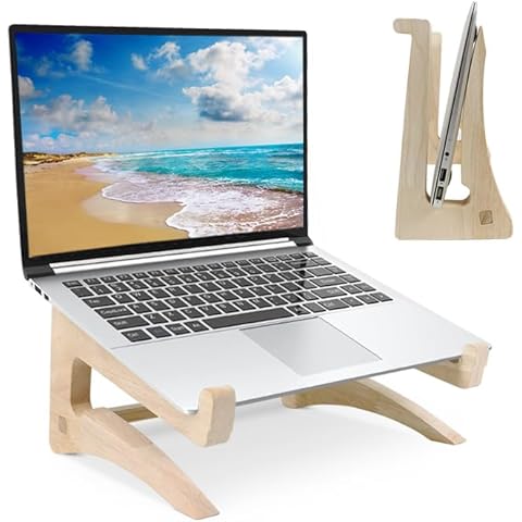 UI U & I Laptop Stand Riser, Portable and Adjustable Stand, for Notebook up to 13-17 Inch, Wood Cover