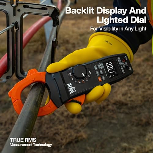 Image of Klein Tools CL910 2000V 2000A AC /DC Auto-Ranging Digital Clamp Meter with TRMS, Worklight, Backlit Display, Solar Panel Wind Turbine High Voltage Testing