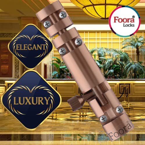 Image of Foora Export Premium Rose Gold Tower Bolt with Stainless Steel Rod and Stainless Steel knob for Door, Window, gate (Aluminum Body (chatakni) (4 inch, Rose Gold. Finish, 1)