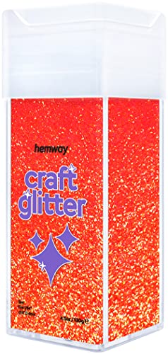 Hemway Glitter Shaker Fluorescent Peach Orange 130g Fine, Craft Glitter Shaker for Resin & Epoxy Crafts