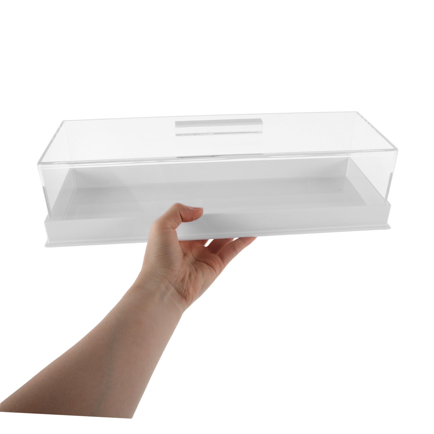 Caja de Presentación Rectangular de Acrílico para Pasteles con Tapa Bandeja de Pan para Panadería Cafetería y Hogar Soporte de Postre Transparente
