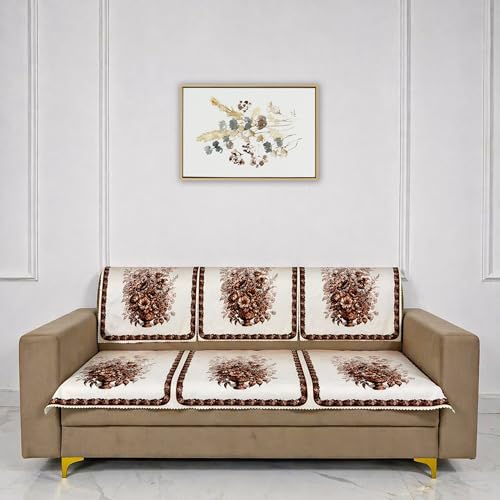 Image of Homerz Premium 'Luxe Series' Holland Velvet Sofa Cover | Smooth Finish | Anti-Skid Fleece Backing | Soft Touch Couch Protector for Living Room (Rust, 3 Seater, Seat Cover with Backrest)