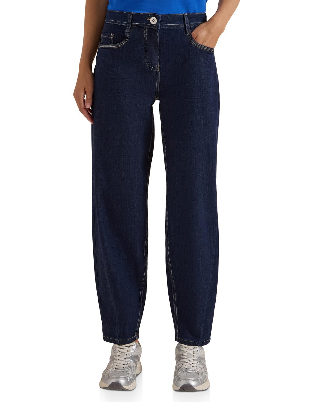 Cecil High Waist Barrel Leg Jeans in Loose Fit Rinsed Wash 27