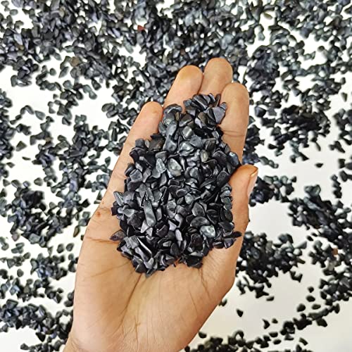 Image of Healing Crystal Chips for Vastu Natural Black Agate Chips Stone 50 Gm Black Agate Crystal Stone Chips Dust Raw Rough Stone for Reiki Healing Meditation
