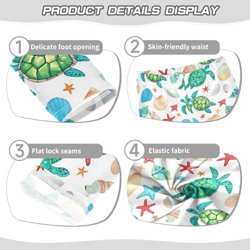 Green Sea Turtle Girls' Leggings Toddler Doodles Beach Kids Yoga Pants Dance Active Tights 4T3