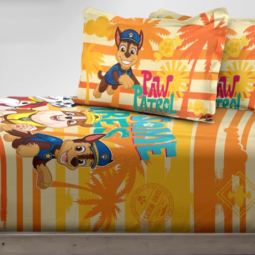 Image of Sassoon Paw Patrol Digital Printed, Cotton Single Bedsheet, 300 TC, 1 Pillow Cover, Fade Resistant, Bedsheet for Kid's Bedroom, (1.50m X 2.35m)