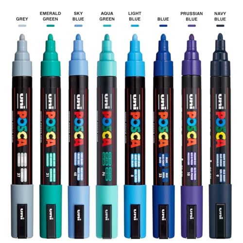 Image of Posca PC-5M Marker | 1.8-2.5 mm Bullet Shaped Tip (Cool Tone, Pack of 8)