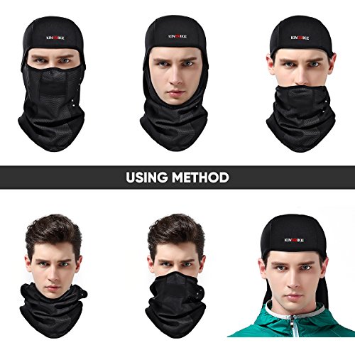 KINGBIKE Balaclava Ski Mask Motorcycle Running Full Face Cover Black (Mixed Style) - Thumbnail 3