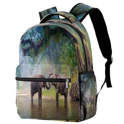 Sac à dos d'école ergonomique pour adolescents motif éléphant forêt