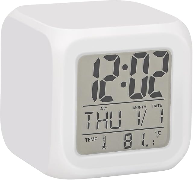 COCKSCOMB Kids Alarm Clock Kid Bedroom Night Light Alarm Clock 7 variable magic colors, battery powered, with snooze function, easy to set up