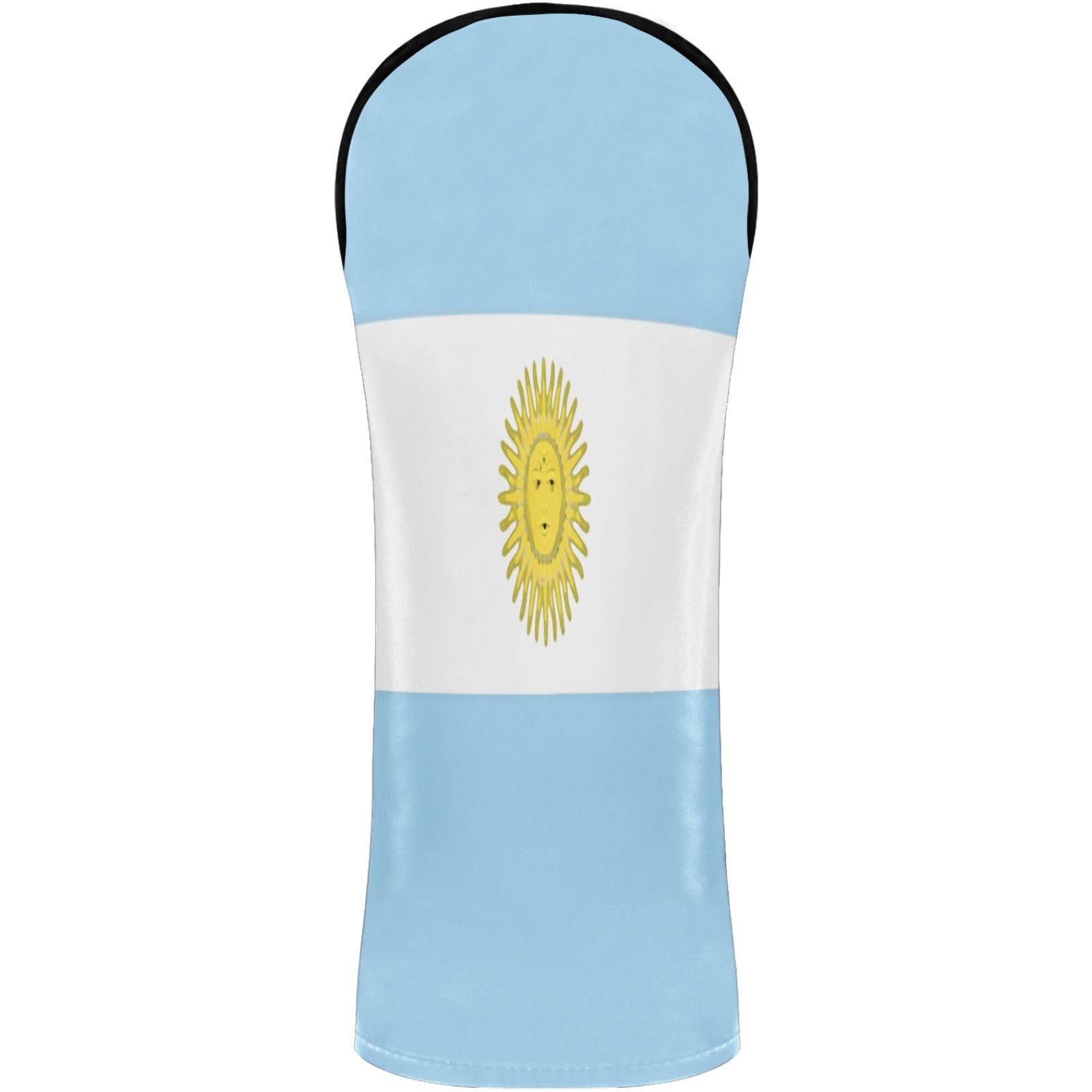 Golf Club Head Cover Headcover with Interchangeable No. Tags for Woods and Driver Fairway Hybrid Argentina Flag Argentinian National Light Blue