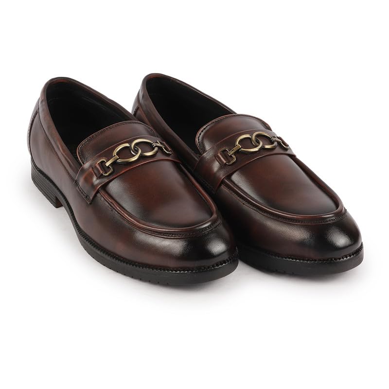Image of FAUSTO Men Leather Pull-On Loafers