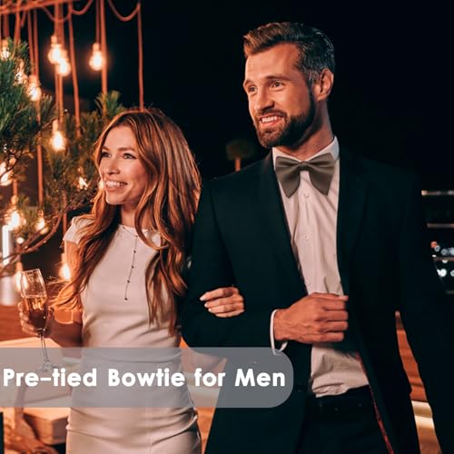 Image of Luckyvestir Oversized Bow Ties for Men, Pre Tied Clip on Men's Black Bowtie for Wedding Tuxedo Banquets Formal Wear