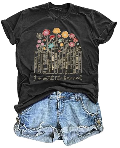 Image of Books Shirts for Women Reading T-Shirt Book Lover Tops Funny Readers Gifts Clothes Casual Librarian Tees