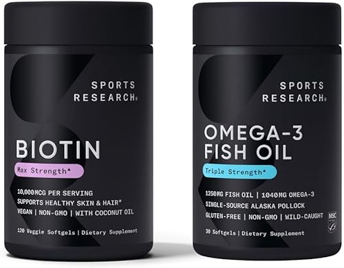 Sports Research Aceite de pescado Omega 3 Triple Strength de 1250 mg de Wild Alaska Pollock  Suplemento de aceite de pescado sin eructos con Omega3s