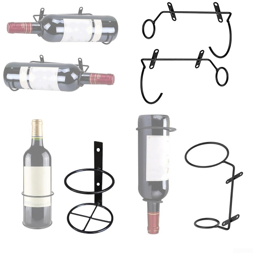 DAZZLEEX Portabottiglie Da Parete Metallici, Design Minimalista Invisibile, Set Da 6, Per Bottiglie Di Vino, Nero