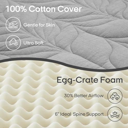Image of ZonLi Japanese Floor Mattress Futon Mattress King Size, 6 inch Thicken Roll Up Tatami Mat 100% Cotton Washable Cover, Portable & Foldable Floor Bed Mattress for Sleeping, Dormitory, Adult, Grey