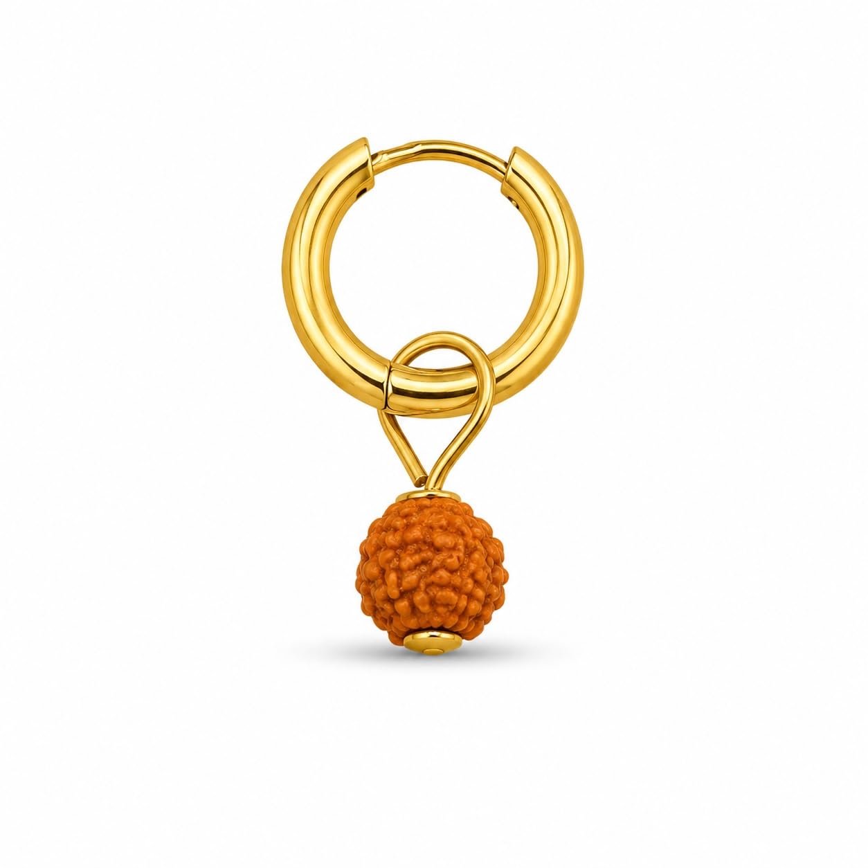 Golden Lord Shiv Mahadev Rudraksha Bali Hoop Earrings for Boys & Men Gold Plated Lightweight Daily Wear Shiv Bhakt Jewellery-picture-29