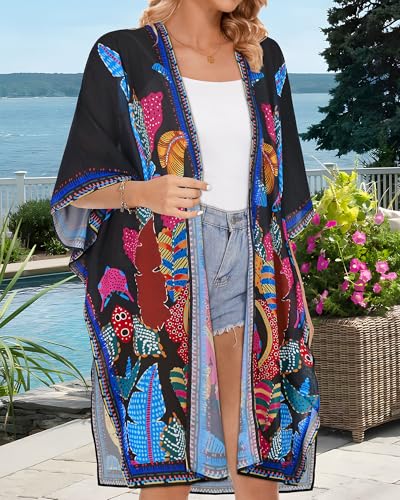 Image of Women's Kimono Beach Cover up for Summer Bathing Suits Cardigans Casual Loose Swimwear 2026