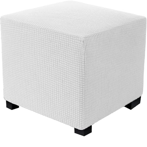 Hoowarm Ottoman Covers Elastic Luxury Footstool Protector Slipcover 40x40/45x45/50x50cm Square Ottoman Slipcovers Jacquard Soft Stool Covers for Living Room (Color : #7, Size : 50x50cm/19.6x19.6)