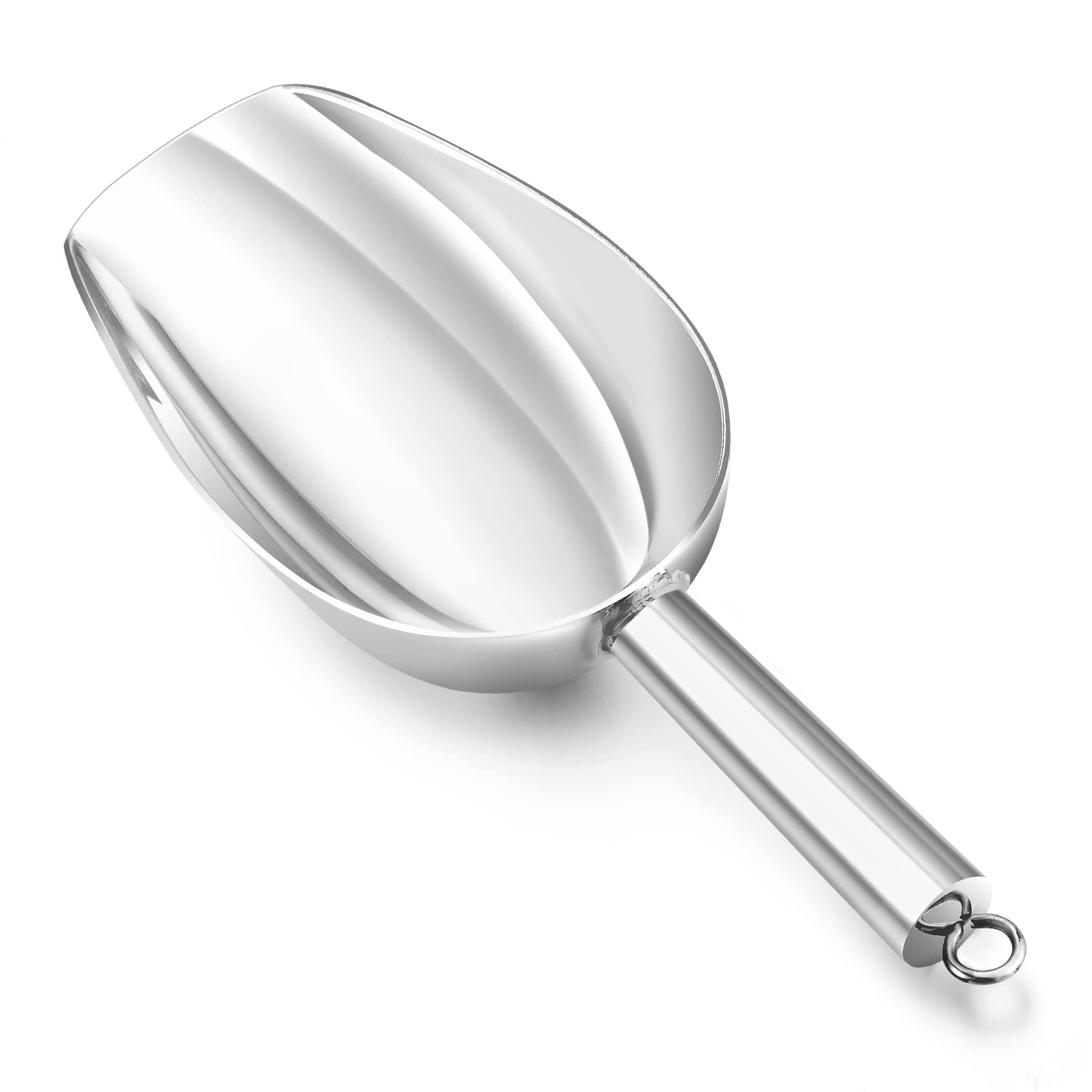 Onader Ice Scoop, 8oz Metal Scoop for Food Sweet Candy Flour, Stainless Steel Ice Shovel Used in Bar Kitchen Garden Buffet Party, Heavy Duty & Multi-Purpose, Mirror Finished & Dishwasher Safe