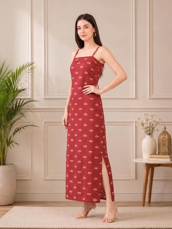 Image of Varanga The Rust Blossom Women's Maxi Dress