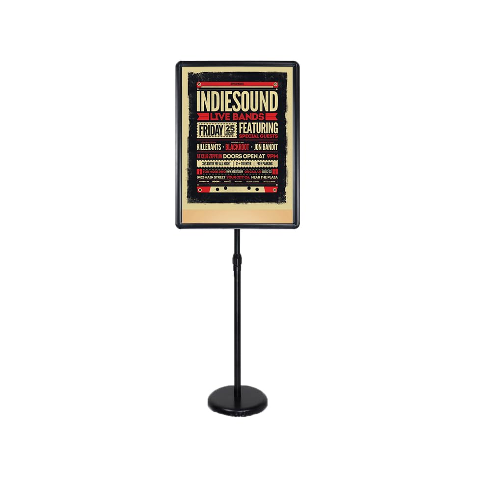 Soporte para cartel, expositor publicitario reemplazable en el suelo con esquina de seguridad y base redonda estable, 17,72 x 24,57 pulgadas, blanco (oro, 9,45 x 12,87 pulgadas)