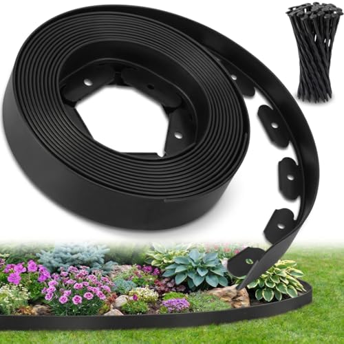Ediesi, Bordure Jardin extérieur 10 m Flexible, Bordure de Jardin Plastique résistante 5 mm, délimiteur Gazon allées parterres, Installation Facile avec 30...