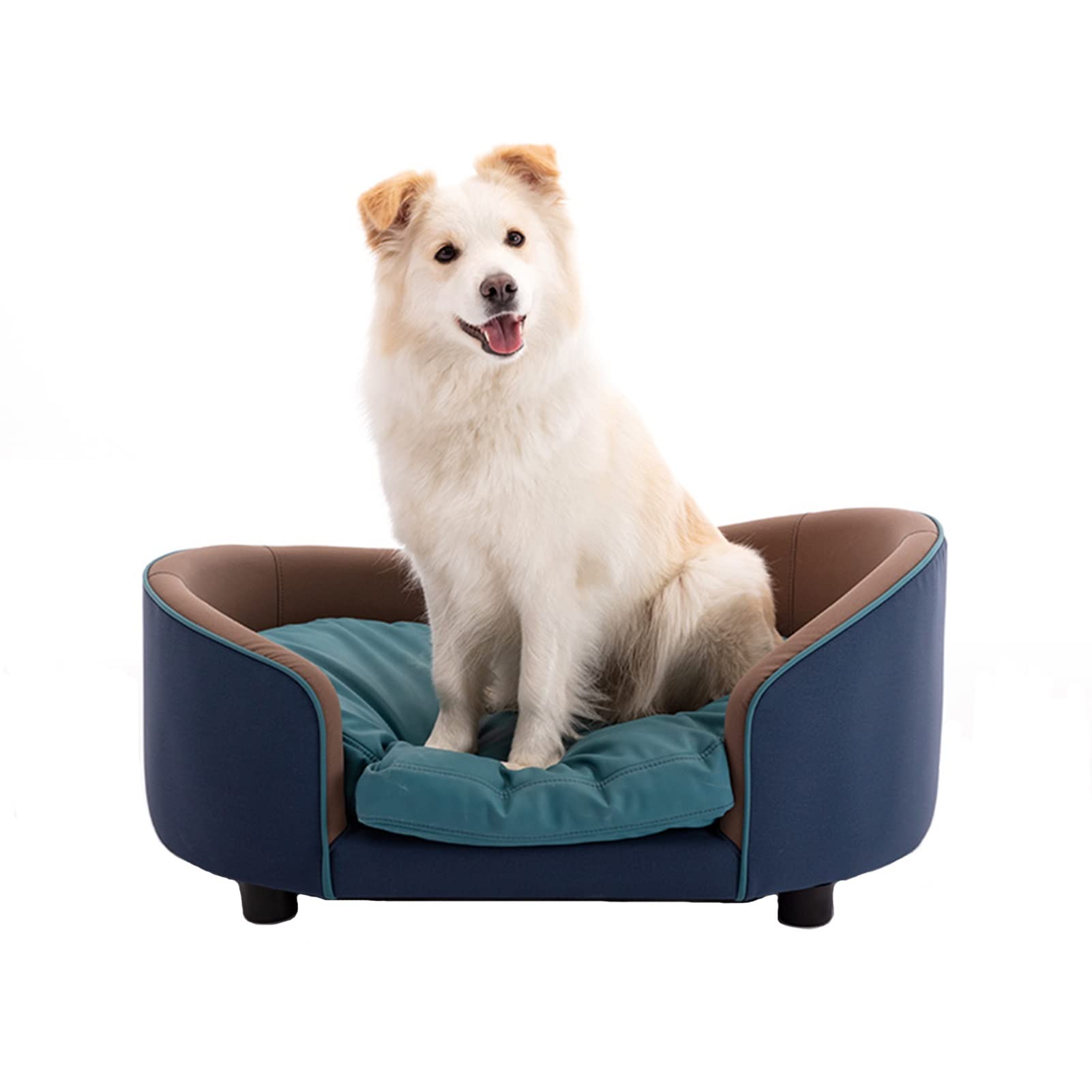 LCYDMJ Camas para Perros Sofá Cama para Mascotas De Lujo con Marco De Madera Maciza, Sofá para Perros De Tela Impermeable, Lavable Y Extraíble, para Perros Y Gatos Grandes, Medianos Y Pequeños