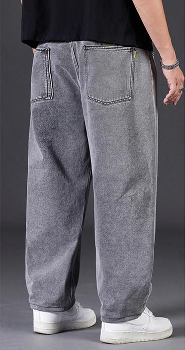 Baggy Jeans Men Relaxed Fit Straight Wide Leg Long Denim Pants Casual Work Hip Hop Jeans Trousers3