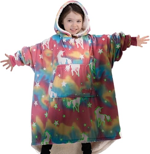 THE COMFY Original JR  La manta de sherpa original de gran tamaño para niños, vista en Shark Tank, talla única, unicornio brillante