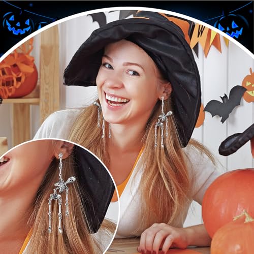 Nosiny 6 Pairs Halloween Skeleton Earrings Skull Dangle Earrings for Women Spooky Punk Gothic for Halloween Party Cosplay Jewelry Accessories Gifts4