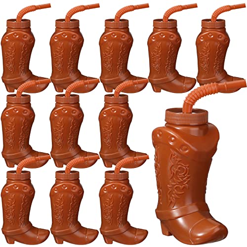 La Mejor Selección de Tazas y pajitas más recomendados. 45 Hoolerry - 12 tazas de plástico para botas de vaquero de 10 onzas con pajitas y tapas, tazas de plástico para fiestas temáticas occidentales y decoraciones de fiesta de rodeo...