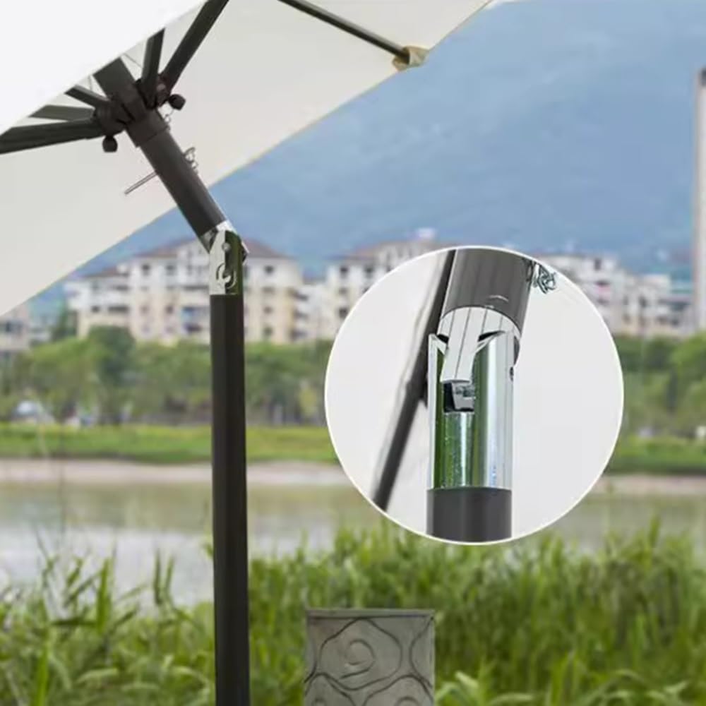 Ombrellone Da Mercato Inclinabile Ombrello Da Patio Rotondo | 180cm 200cm 230cm Ombrellone Da Giardino Altezza Regolabile Parasole Palo In Acciaio Smontabile