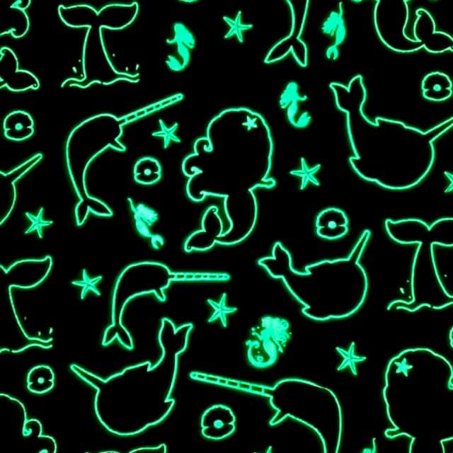 Mermaid Narwhal Throw Blanket: Glow in The Dark, Cozy, Soft, Warm, Fleece Girl Blanket with Starfish, Pearls, and Cute Mermaids 50" x 60" (Teal) - Image 5