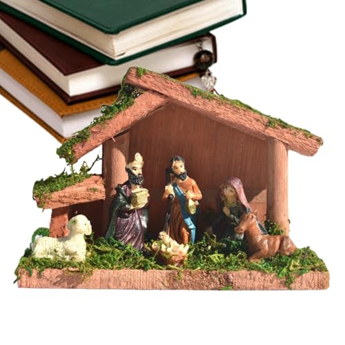 Genérico Belén de Navidad para el interior - Decoración religiosa para fiestas, decoración navideña pequeña guardería cristiana | para interior, casa, oficina, granja, fiestas cristianas