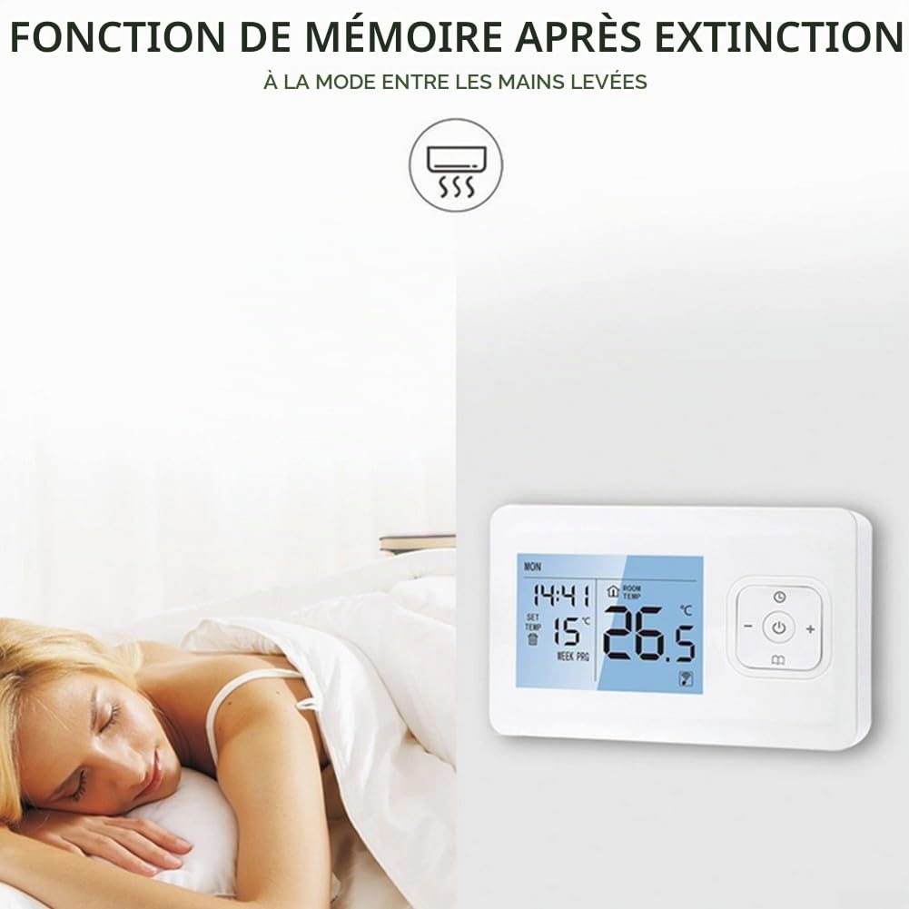 SPORTARC Thermostat Intelligent WiFi programmable pour la Maison, télécommande Tuya/Smart Life, sans Fil WiFi téléphone App contrôle Thermostat programmable de pièce