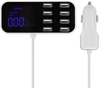 Carregador de várias portas portátil hub de 8 portas portátil carregador de carro 3 modos adaptador de alimentação branco com display de LED carregador de várias portas