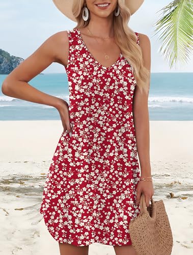 Image of Aokosor Womens Summer Dresses 2026 Loose V Neck Sleeveless Dress Sundresses Swimsuit Coverup Vacation Outfits