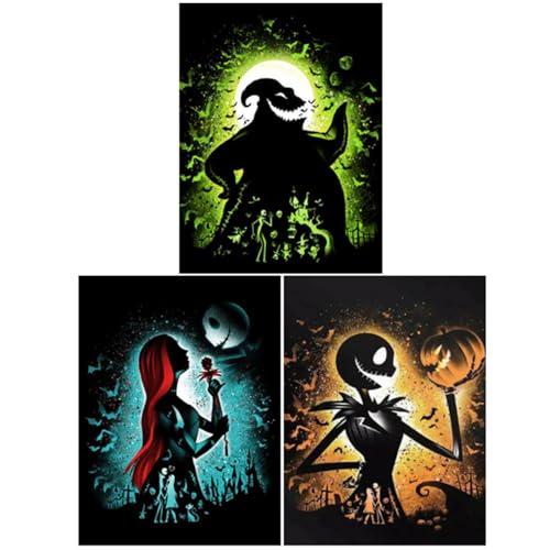 AIBOERL 3 Pack Diamond Painting Kits for Adults Halloween DIY 5D Diamond Art Kits Full Drill Diamond Dots Paintings with Diamonds Gem Art and Crafts Home Decor 12x16inch