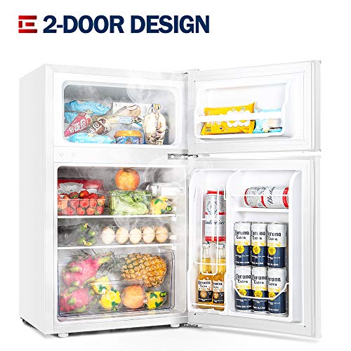 Image of EUHOMY Mini Fridge With Freezer, 3.2 Cu.Ft Compact Refrigerator, 2 Door Compact Refrigerator, Mini Fridge For Office Energy Saving For Dorm, Bedroom, Office, Apartment- Food Storage Or Drink Beer.