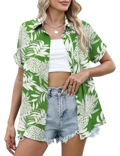 LUYAA Summer Hawaiian Button Up Shirts for Women Floral...