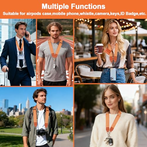 Image of XANGNIER Clip and Go Strap for Phone with Wallet Crossbody, Phone Strap with Zippered Wallet, Adjustable Anti Theft Cellphone Lanyard for Women, Cellphone Chain Accessories,Orange