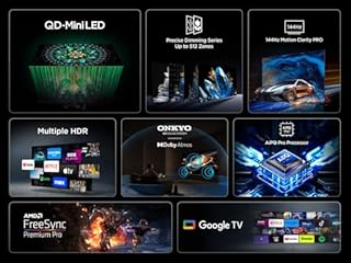 TCL 50Q6C-UK QD-Mini LED TV, 4K HDR Premium 1000nits, Smart TV Powered by Google TV (Dolby Vision IQ & Atmos, Onkyo 2.0 Sound System, 144Hz Motion Clarity Pro,2025 New Model)