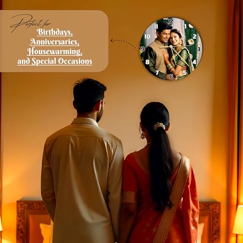 Image of SAVRI Personalized Couple Photo Wall Clock 9x9 Inch - Customized Picture | Romantic Anniversary, Wedding, Engagement & Valentine Gift for Husband, Wife, Boyfriend, Girlfriend | Love Room Decor